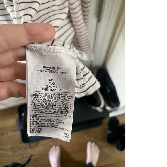 GAP BODY Black and White Striped Modal Robe (M/L) - Picture 7 of 9